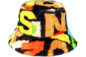 WETMT Fuzzy Bucket Hat for Women Furry Fur Bucket Hat Winter Warm Plush Fisherman Fluffy Sherpa Bucket Hat