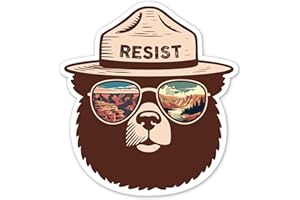 HYPERLAMA Funny Smokey The Bear Sticker, Smokey The Bear Resist Bumper Stickers for Car Truck Laptop, Firefighting Wildfires Camping Stickers, National Parks Gifts for Men, Women, Nature Lovers, 4.6x5