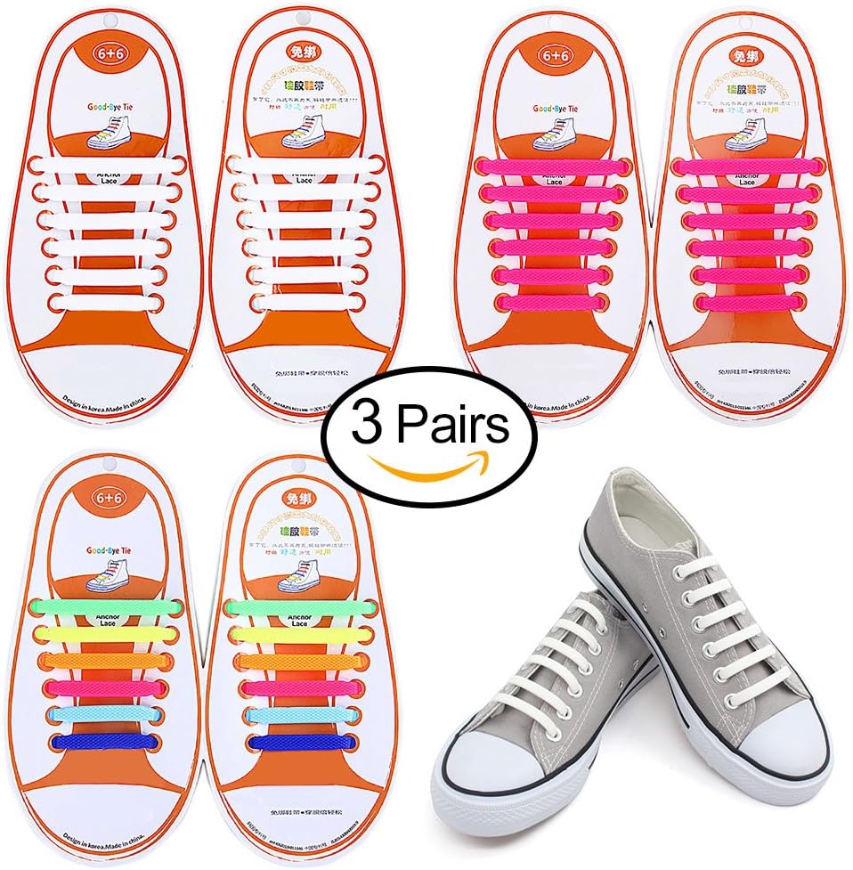ZLF No Tie Shoelaces, No Tie Shoelaces for Kids and Adults Elastic Shoelaces Waterproof Silicon Flat Elastic Athletic Running Shoe Laces with Multicolor for Sneaker Boots Board Shoes and Casual Shoes