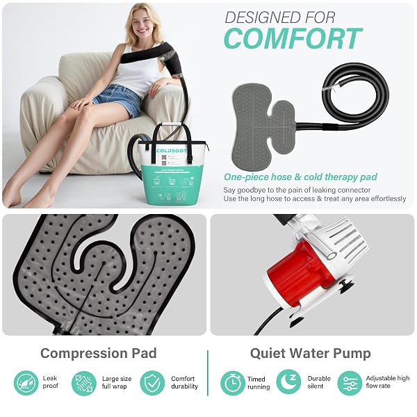 COLDSOOT COLD THERAPY MACHINE FOR SHOULDER WITH PROGRAMMABLE TIMER, PORTABLE ICE MACHINE FOR SHOULDER AFTER SURGERY, LIGHTWEIGHT REPLACEMENT RECOVERY SYSTEM, CRYOTHERAPY PAIN RELIEF W/COMPRESSION PAD