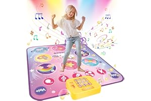 JONRRYIN Dance Mat, Music Dance Pad for Kids Toy, Electronic Dance Game Toy with Light-up, Dance Mixer Rhythm Step Play Mat for 3-12 Year Old Girls