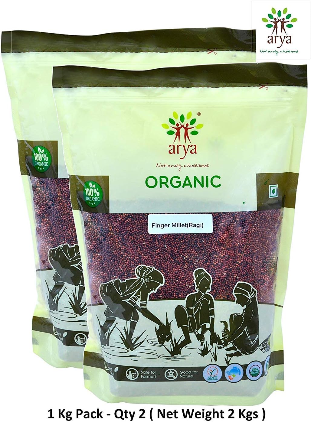 Finger Millet Whole Ragi 1 KG - (Pack of 2)