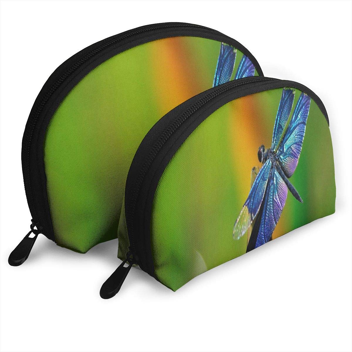 Makeup Bag Dragonfly Wallpapers Portable Half Moon Cosmetic Bags Case For Women