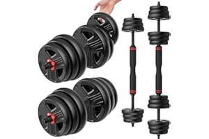 UKEEP Adjustable Dumbbells Set, 20/30/40/60/80lbs Free Weight Set with Connector Use as a Pair of Weights or Barbell, Fitness Exercises for Home Gym Suitable Men/Women