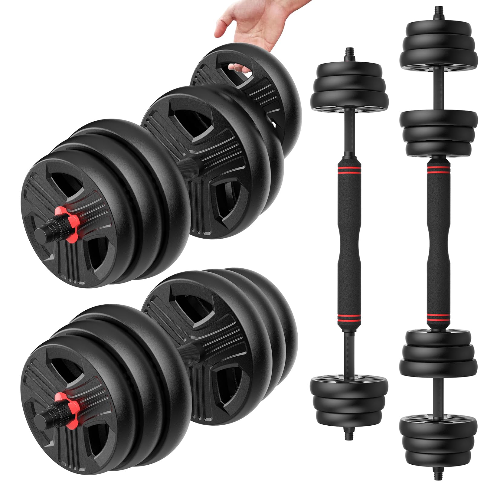 Photo 1 of ** NEW** UKEEP Adjustable Dumbbells, 20/30/40/55/60/70/80/90lbs Free Weight Set with Connector, 2 or 3 in 1 Dumbbells Used as Barbell, Kettlebells, Fitness Exercises for Home Gym Suitable for Men/Women