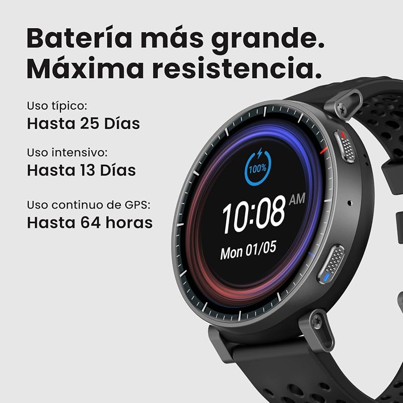 Active MAX Reloj Inteligente 48mm, Pantalla AMOLED 1.5", Batería hasta 25 Días, Mapas, NFC, GPS, 170+ Deportes, Resistente al Agua, Ritmo Cardíaco y Sueño, Smartwatch para Android iPhone