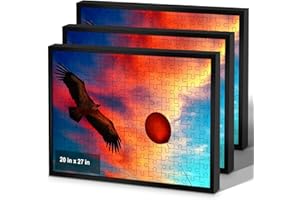 euwazram Puzzle Frame 20x27 - Set of 3, Matte Black 20x27 Frame for Puzzle, 27x20 Puzzle Frame without Mats for Artwork, Puzzles, Photos and Movie Posters