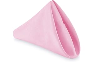 Lann's Linens - 1 Dozen 20" Oversized Cloth Dinner Table Napkins - Machine Washable Restaurant/Wedding/Hotel Quality Polyester Fabric - Pink