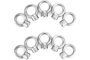 QWORK Lifting Eye Nut, 10 Pack, M8 (5/16" UNC) Marine Grade Stainless Steel 316