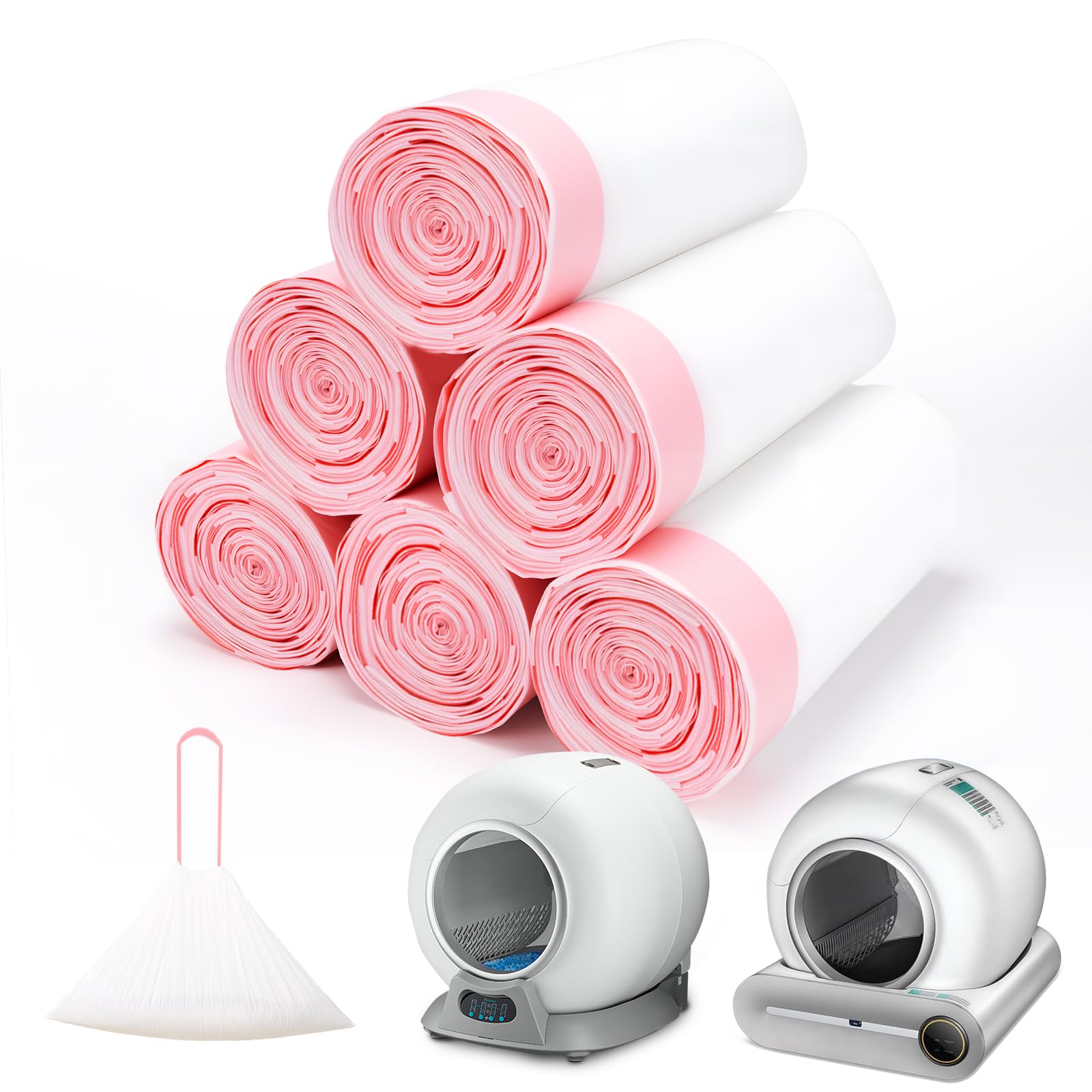 Photo 1 of 120 Count Heavy Duty Litter Box Liners Compatible with PetCove & Ducksky Automatic Litter Box Bags - Extra Large Self-Cleaning Cat Litter Box Liners, Leak-proof & Drawstring Design Waste Bags