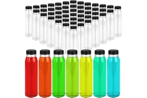 38 Pcs 10 oz Plastic Juice Bottles Bulk 300 ml Clear Empty Beverage Bottles with Lids Reusable Water Bottle with 38 Pcs Tampe