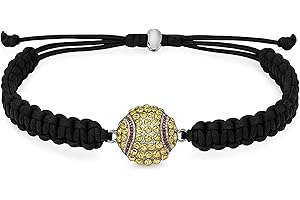 Sportybella Softball Bracelet, Adjustable Black Paracord with Rhinestone Softball Charm, Softball Jewelry, Accessories & Gifts for Players and Teams