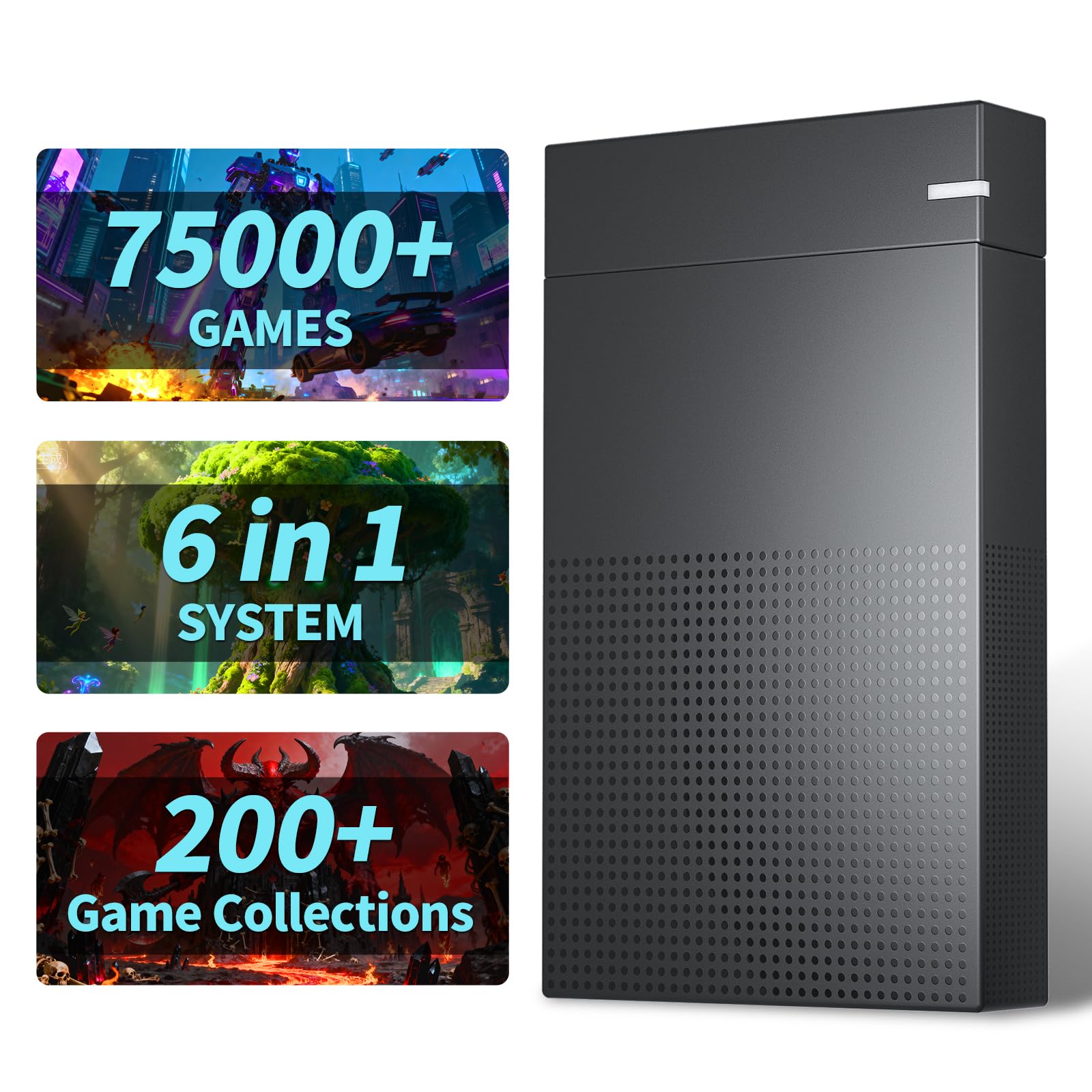 Kinhank 4tb Retro Game Hard Drive 6 Game System in 1 with 75000+ Games, Retro Game Consoles Compatible with 200+ Emulators, Portable Game Hard Drive Disk Compatible with Win 7/8/10/11