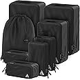 8 Set/4 Set Deluxe Compression Packing Cubes Travel - Maximize Space In Luggage With Patented HybridMax Double Capacity Design, Luxury Compressible Packing Cubes For Travel, Large, Small, & Medium