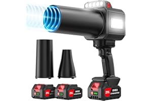 DEGGE Brushless Leaf Blower Cordless, Handheld Leaf Blowers with LED Work Light, Two Interchangeable Nozzles, Turbo Jet Blower for Lawn Care, Patio Cleaning, Garage Dust & Outdoor Use