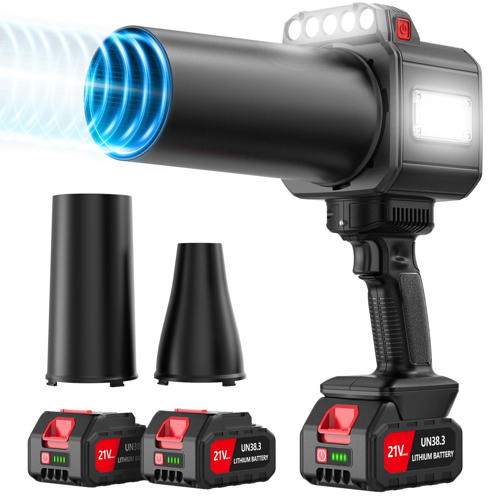 Photo 1 of ***LIGHTS DO NOT WORK***DEGGE Brushless Leaf Blower Cordless, Handheld Leaf Blowers with LED Work Light, Two Interchangeable Nozzles, Turbo Jet Blower for Lawn Care, Patio Cleaning, Garage Dust & Outdoor Use***LIGHTS DO NOT WORK***