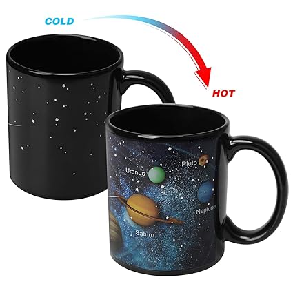 Magic Mug Imarku 12 Oz Heat Sensitive Ceramic Coffeemilktea Cup With Solar System Starry Sky Color Changing Mug For Home And Office