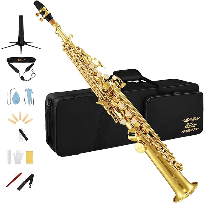 Eastar Bb Soprano Saxophone Straight Sax SSⅡ Gold B Flat