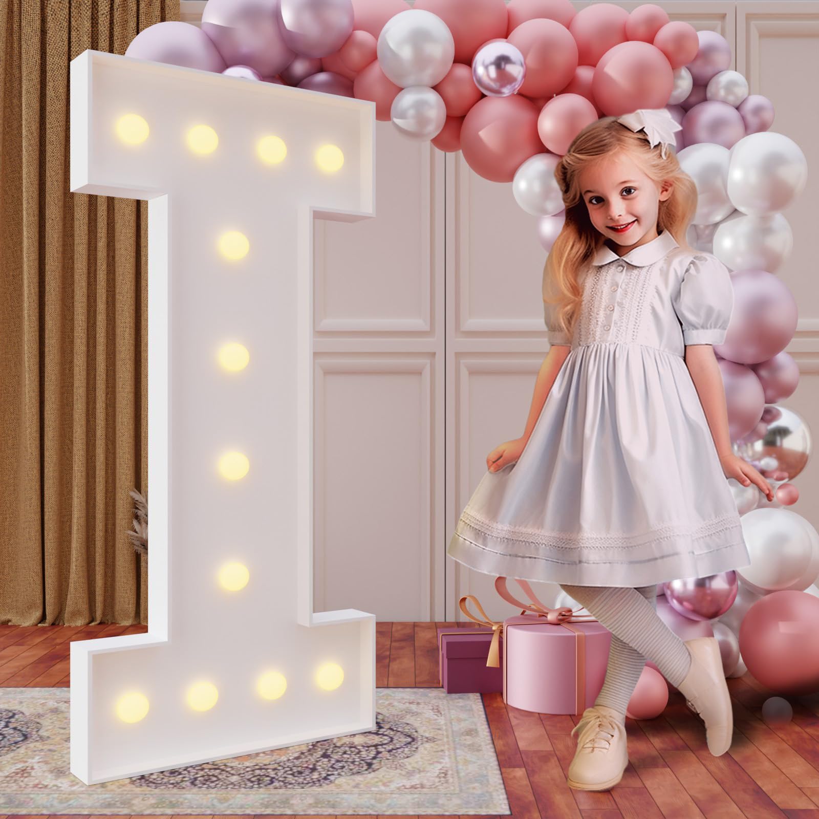 Photo 1 of imprsv 4FT Marquee Light Up Letters for Birthday Party Decorations Large Marquee Letters for Wedding Event Bridal Shower Engagement Anniversarty Party Decor,Letter I