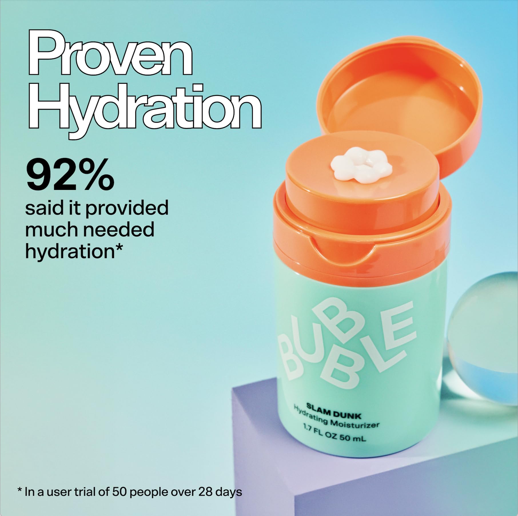 Bubble Skincare Slam Dunk Hydrating Face Moisturizer - Lightweight Face Lotion With Vitamin E + Aloe Vera - Daily Facial Moisturizer for Normal + Dry Skin - Skin Care with Blue Light Protection (50ml)