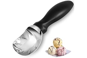 EWPJDK Ice Cream Scoop with Comfortable Grip Handle, Heavy Duty Stainless Steel, Perfect Shape Scoops, Ice Cream Scooper (Black)