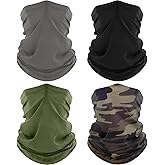 ROXUN 4 Pack Neck Gaiter, Cooling Breathable Face Mask UV Protection Scarf Hiking Bandana for Men/Women