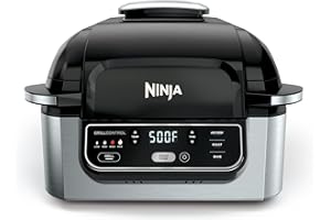 Ninja AG300 4-in-1 Indoor Grill with 4-Quart Air Fryer with Roast, Bake, and Cyclonic Grilling Technology