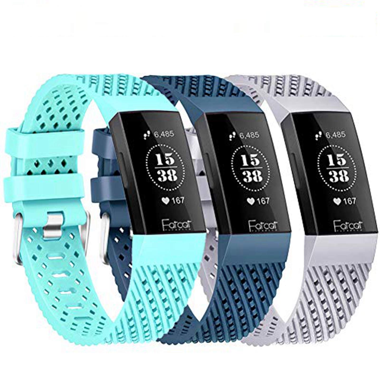 FatcatBand Compatible with Strap Fitbit Charge 3/Charge 4,Breathable with Ventilation Holes Soft Silicone Sport Adjustable Replacement Accessory Bracelet Straps for Fitbit Charge 3 Fitness Wristband
