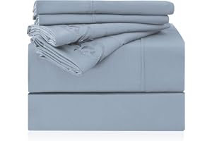LONAVA Full Size Sheet Set - 6 Piece Hotel Luxury Wrinkle-Free Microfiber Sheet, Oeko-TEX Certified, Breathable & Elastic, 16" Deep Pockets, Spa Blue