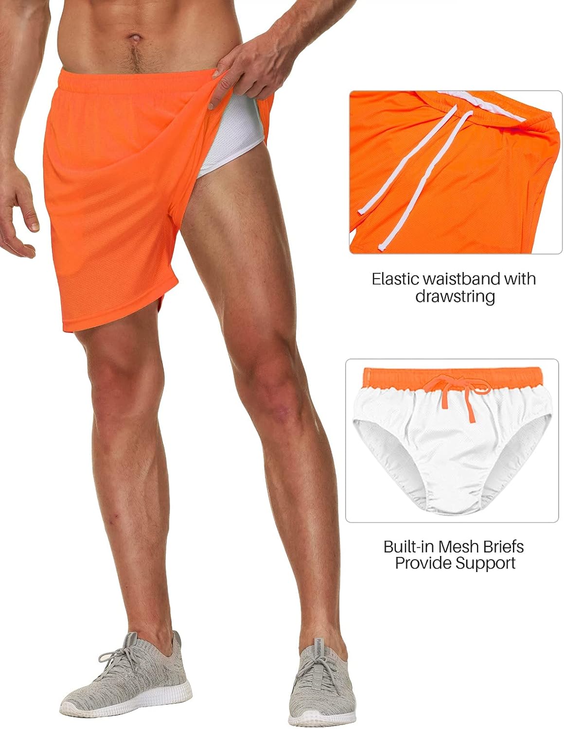 SPECIALMAGIC Men's Running Shorts 5 Inch Neon Lightweight Workout Gym Soccer Tennis Athletic Shorts with Linner Pockets: Clothing