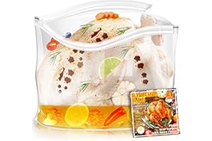 PIKLODO 4 Pack Turkey Brining Bags, 26"×22" Extra Large Brine Bags, Thicken Brining Bag with String and 4 Sealing Clips, Holds Up to 35lbs, Double Zippers Seal Brine Bags for Turkey Ham Chicken Beef Pork Lamb