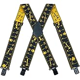 KUNN Mens Suspenders X-Back 2 Inch Wide Elastic Suspender Heavy Duty Clips Work Suspenders