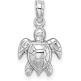 14k White Gold Sea Turtle Pendant for Women or Unisex Wear, Detailed Turtle Design Symbol of Longevity and Protection, Ocean Animal Charm, Beach Jewelry, Nature Inspired Marine Life Necklace