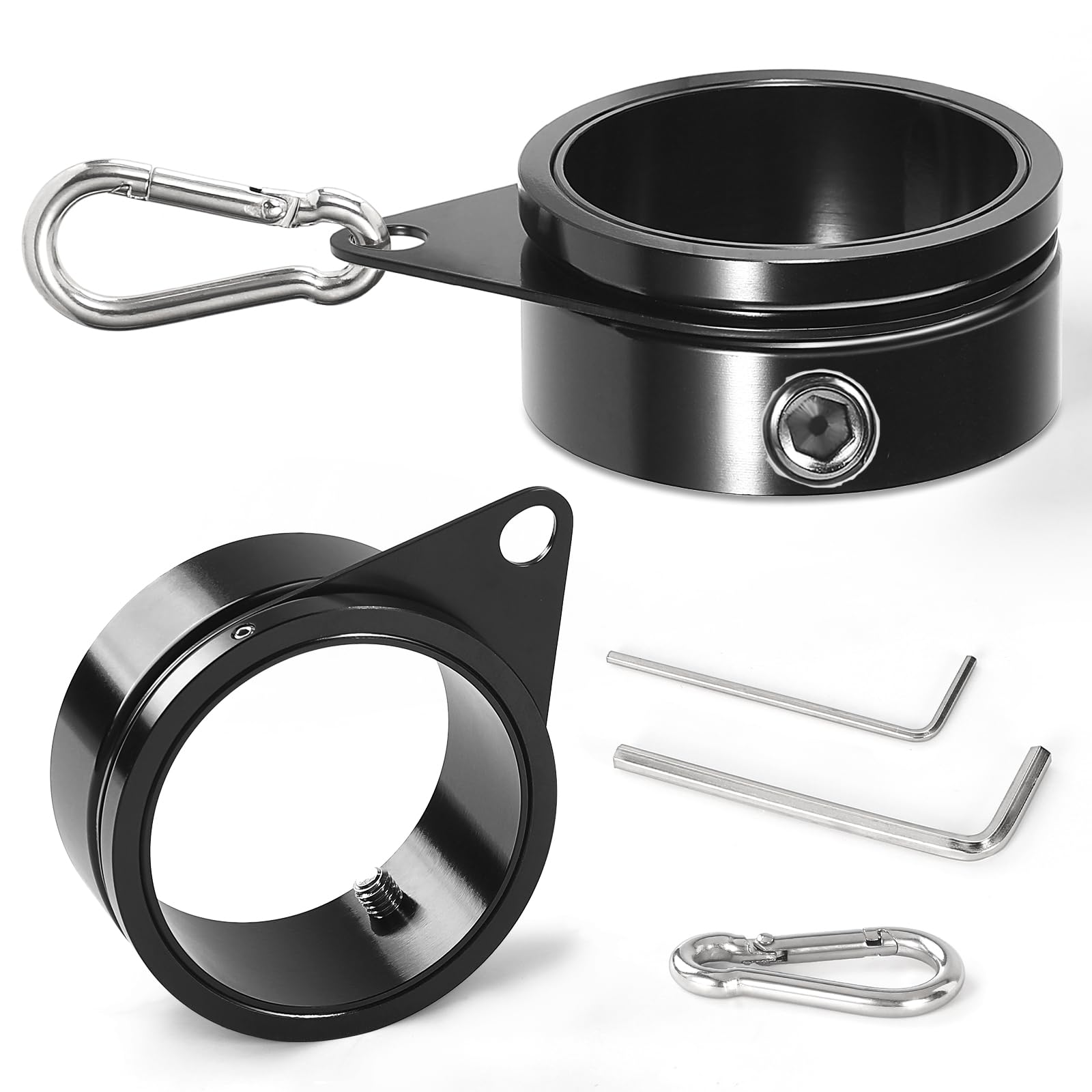 Photo 1 of Anovo Flag Pole Rings, Flagpole Rings Aluminum Alloy 360° Rotating Anti Wrap Flag Mounting Spinning Ring Clips for 1.75-2.02 Inch Diameter Flagpole (2 Inch -Pack of 2, Black)