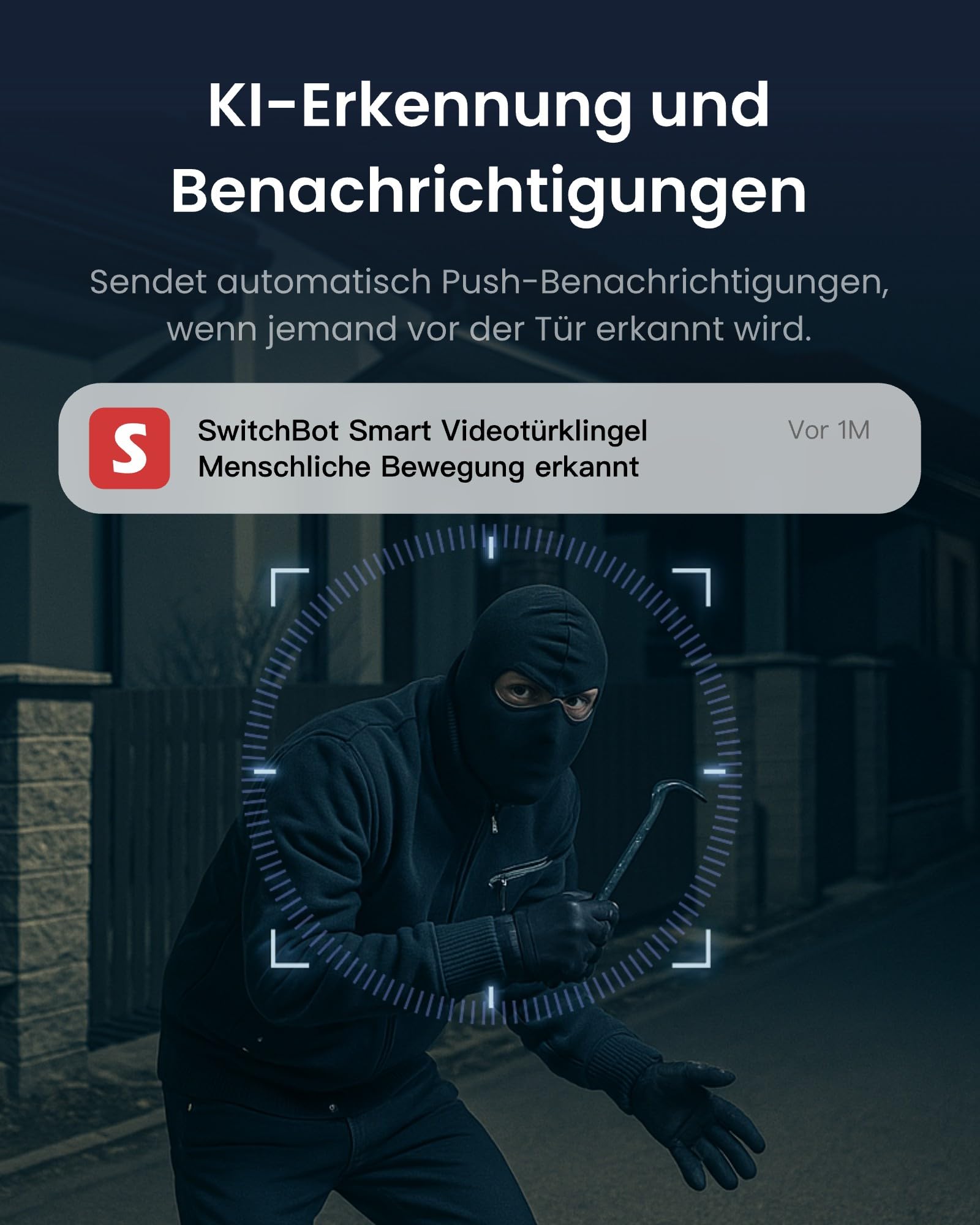 SwitchBot WLAN Türklingel mit Kamera, 2K Video Türklingel mit 4,3 Zoll Farbbildschirm, Smart Türklingel Kamera mit 165° Weitwinkel, 5000 mAh, Zwei-Wege-Audio, Kompatibel mit Alexa 7