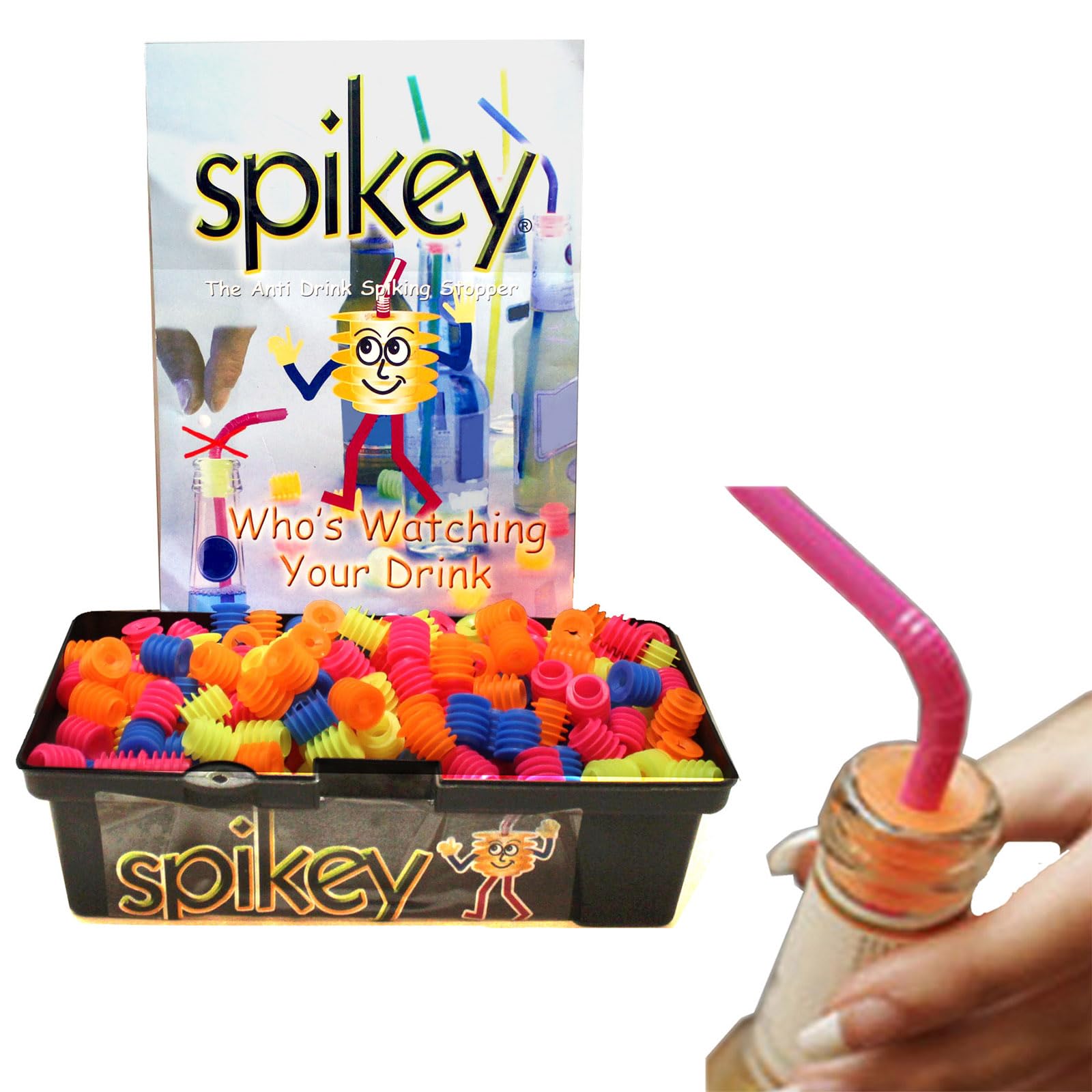 SPIKEY Anti Drug Date Rape Bottle Stopper for Bars Clubs Pubs Spiking Protection (100x Spikey Bottle Stoppers)