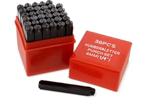 ABN Metal Large 1/4in Stamping 36-Piece Tool Kit – Alphabet, Numbers, Symbols Steel Embossing & Engraving Stamp Set