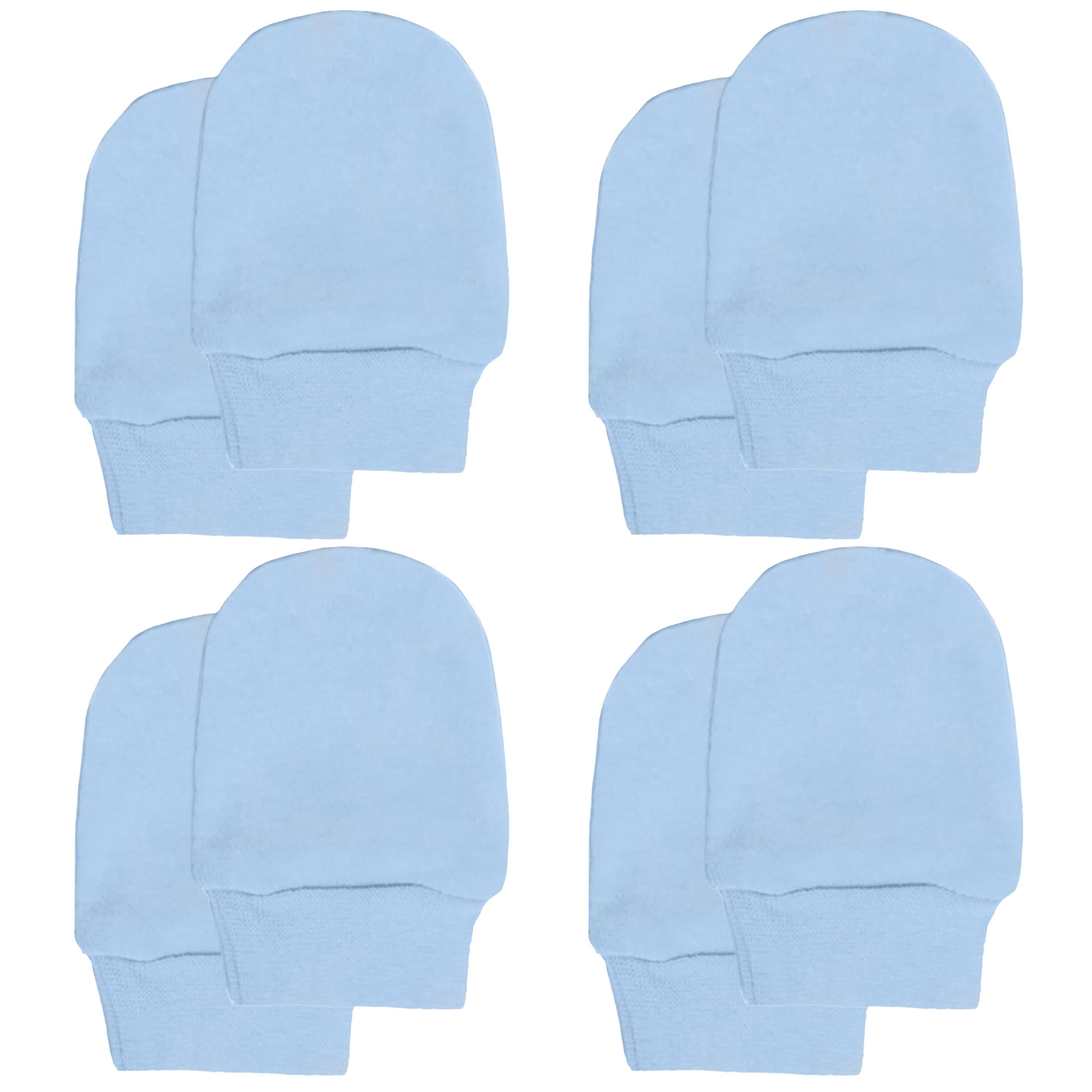 Soft Touch 100% Cotton Baby Anti Scratch Mittens - 4 Pack (Blue)