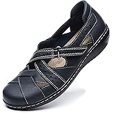 Irrefour Women's Classic Genuine Leather Casual Loafer Cute Slip-On Fashion Closed Toe Flat Sandal Comfy Work Sandal Everyday Walking Shoe
