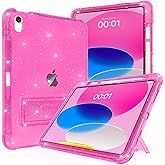 Rantice Case for iPad A16 11-inch 11th Generation, iPad 10th Generation Case 10.9 Inch, Pencil Holder & Kickstand - Slim, Glittery and Shockproof Bumper for Women and Girls, Rosered Glitter