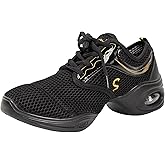 Linodes Women's Breathable Mesh Upper Jazz Dance Sneaker with Split Sole and Air Cushion Dance Multifunctional Walking Shoes Anti-Slip