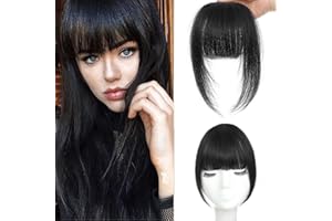 MOCA HAIR Clip In Bangs 100% Human Hair Bangs Clip In Hair Extensions Clip On Bangs French Natural Black Clip In Bangs Real Human Hair Fake Bangs For Natural Hair