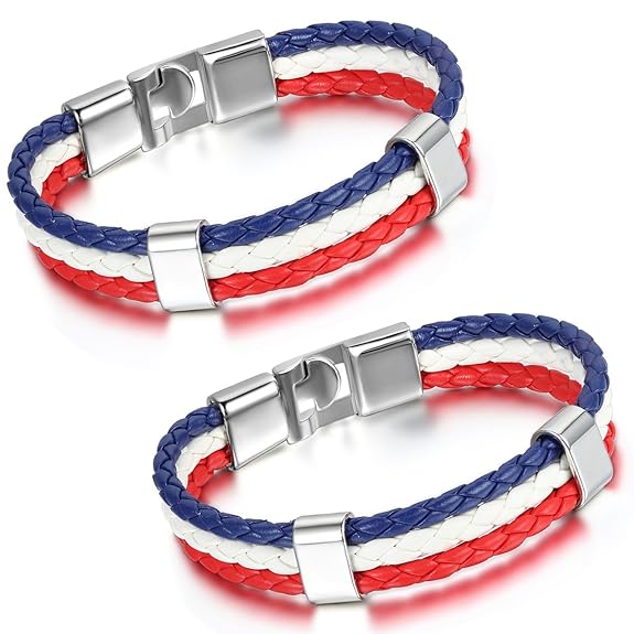 Aroncent Stylisches Armband Geflochten Lederarmband Kordelarmband Fanartikel Fussball Weltmeisterschaft WM & EM Europameister