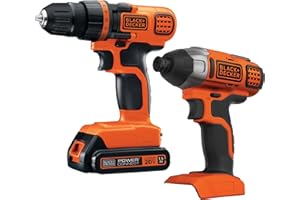 BLACK+DECKER 20V MAX Cordless Drill and Impact Driver, Power Tool Combo Kit with Battery and Charger (BD2KITCDDI)