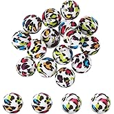 PATIKIL 15 Pcs Silicone Beads, 15mm Round Leopard Beads Bulk Cow Print Focal Bead for Beaded Pen Keychain Making Crafts Bracelets Beadable Jewelry Making Halloween, Colored Leopard