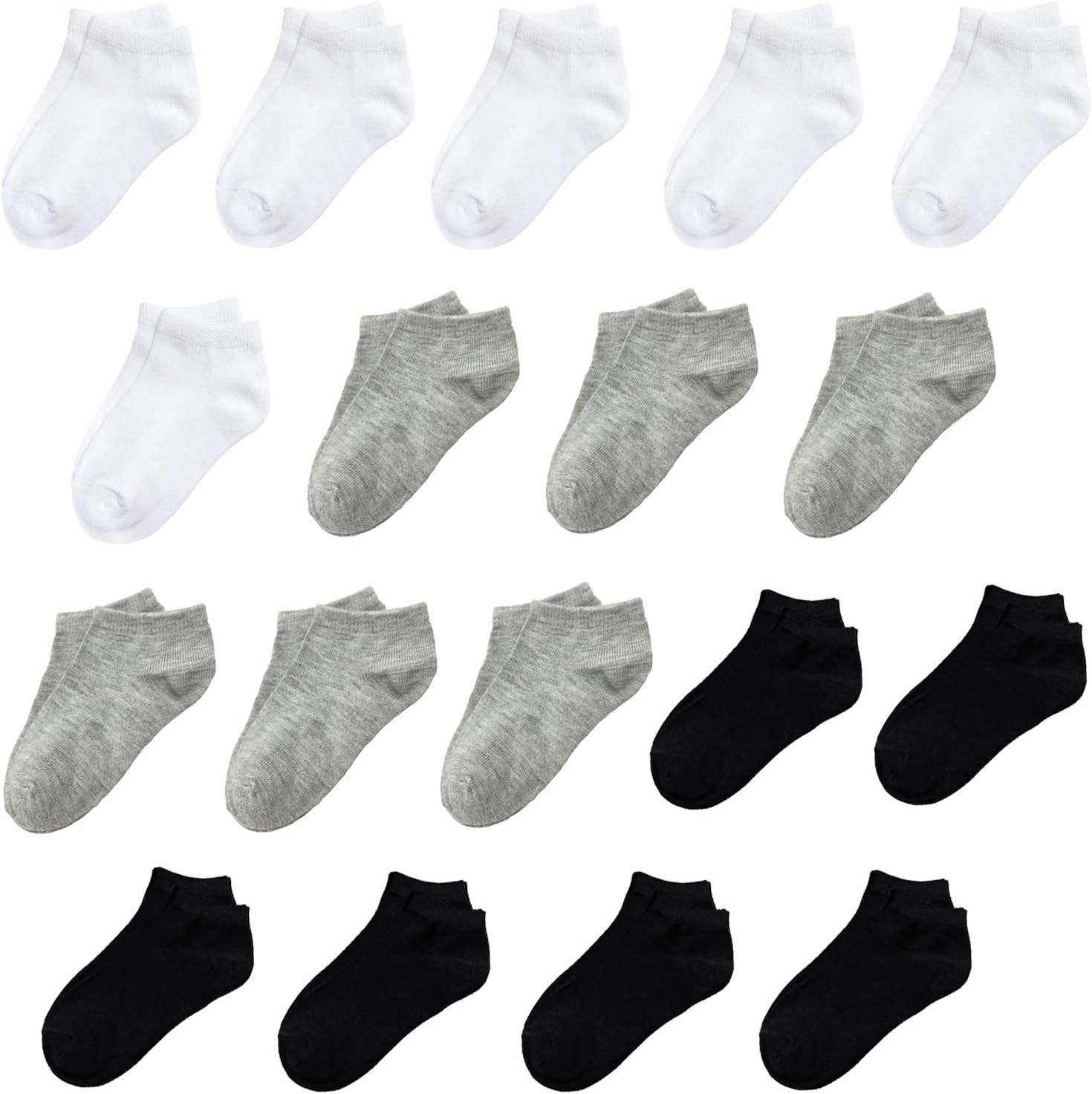Janegio 18 Pairs Kids' Low Cut Half Cushion Sport Ankle Socks Boys Girls Ankle Socks