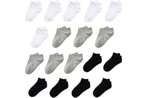 JAMEGIO Janegio 18 Pairs Kids' Low Cut Half Cushion Sport Ankle Socks Boys Girls Ankle Socks
