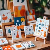 ISLAND 9Pcs Mini Stretched Canvas 4x4 inch 100% Cotton view 8