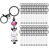 RQAYE 30pcs Beadable Keychains keychain bulk kit cute blank bead keychain strip DIY men's and women's making supplies crafts, jewelry, bag accessories, customized project gifts (Black)