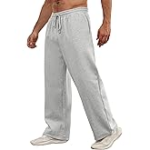 Soamat Mens Baggy Sweatpants Open Bottom Fleece Workout Casual Joggers Elastic Waist Drawstring Wide Leg Pants with Pockets